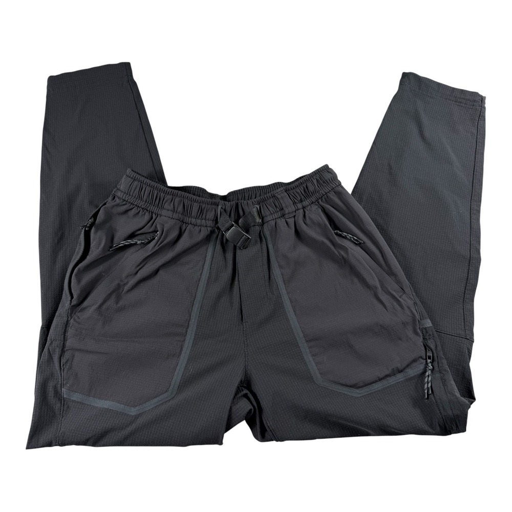 Lululemon Lab Men's M Black Ripstop Hiking Pants Belted Zip Pockets Bungee Hem